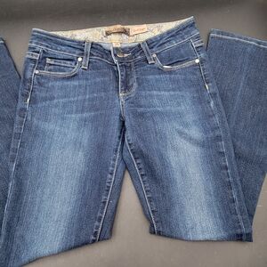 PAIGE Women's Boot Cut Jeans in Dark Blue Denim